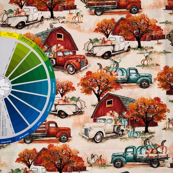 Brother Sister Design Studio - 1/2 Yard - Barn, Trucks, Pumpkins, Fall, Harvest - Picture 5 of 8